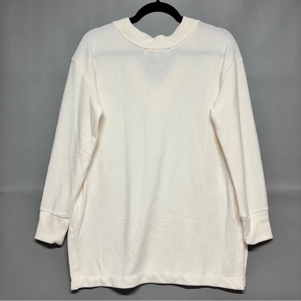 ✨LOFT V-Neck Pullover Sweater Cream Knitted Long Sleeve Size MP